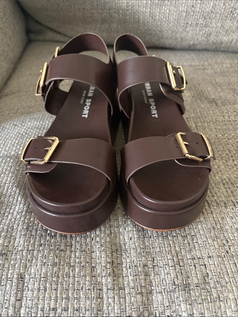 Women's Dark Brown Platform Buckle Sandals